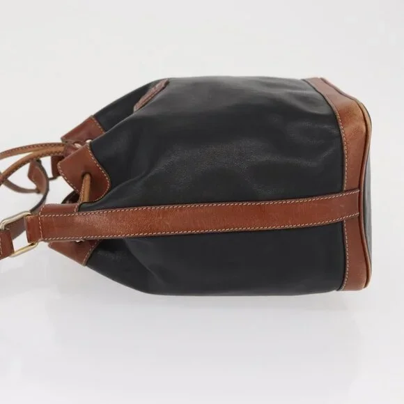 Authentic CELINE Shoulder Bag Leather Black Gold - Picture 12 of 16